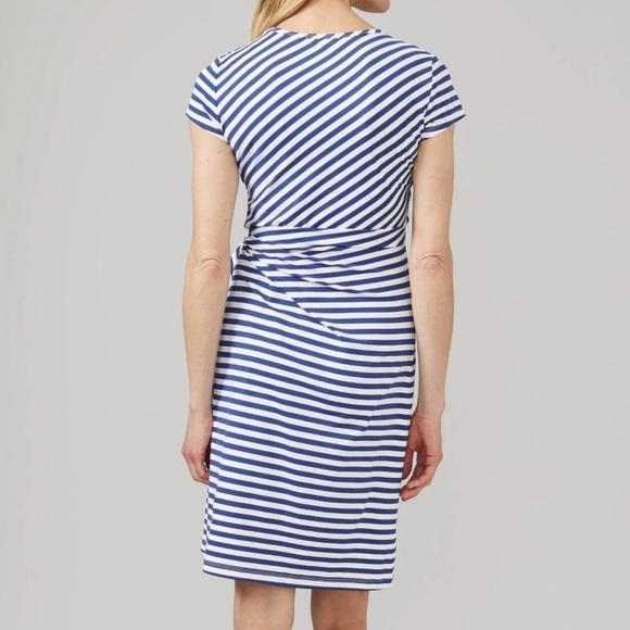 J. McLaughlin Catalina Cloth Elora Bangle Striped Navy Side Tie Dress Large NEW - Picture 7 of 16